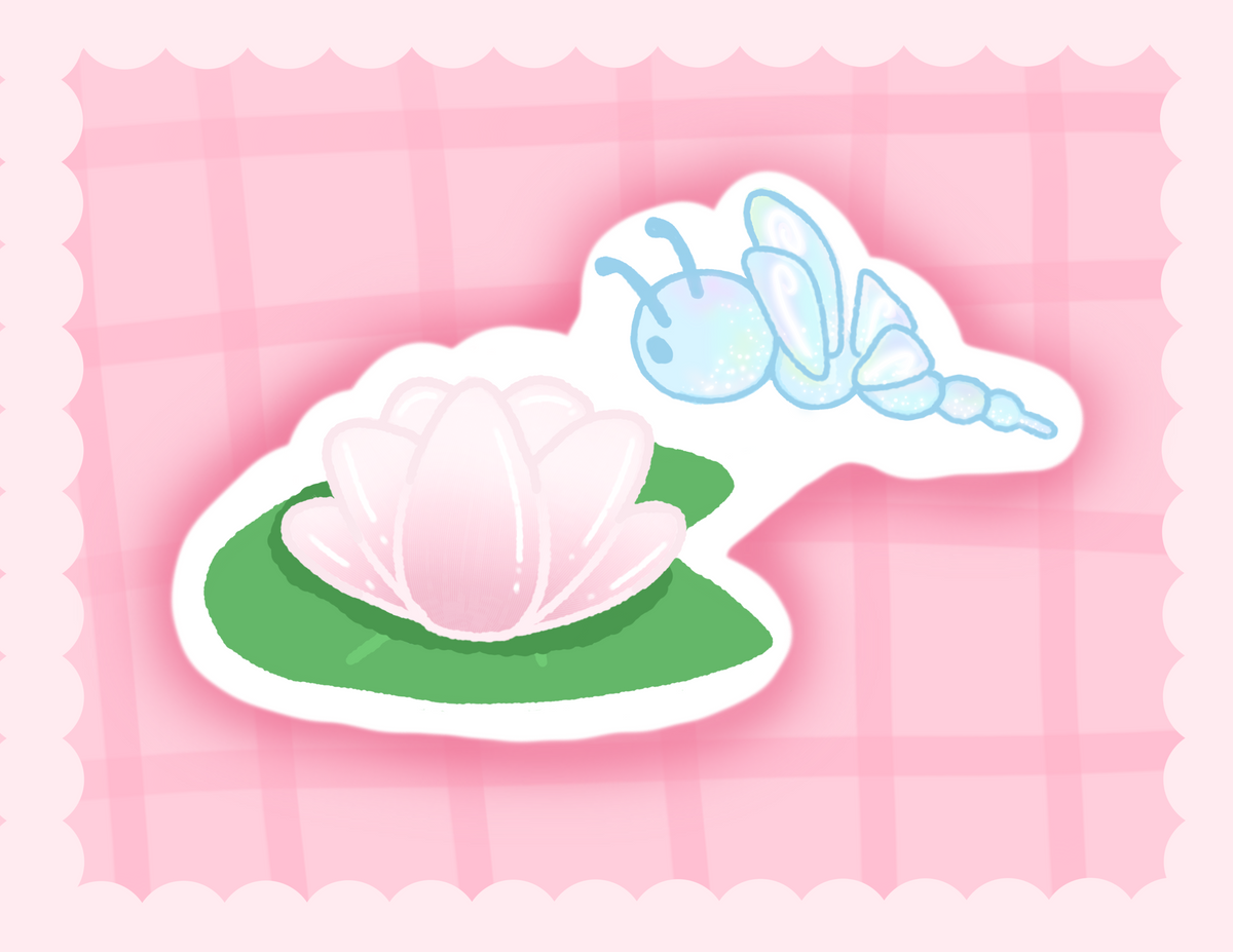 Dragonfly & Lily Pad - 4" sticker